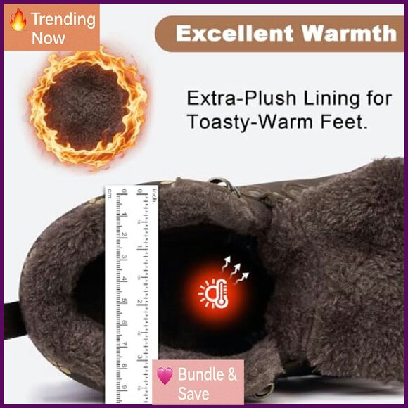 Women's Zero Drop Barefoot Hiking Boots Waterproof Snow Boots Wide Toe - Picture 5 of 8